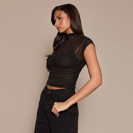 Celia Summer Top - side shot, black - Miss Mosa By Akanksha