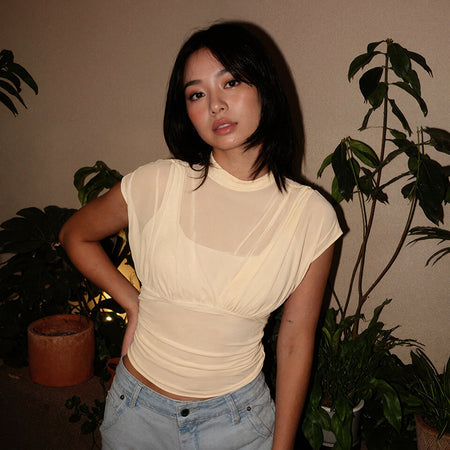Celia Summer Top - front shot, cream - Miss Mosa By Akanksha