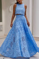 Celine Eyelet Summer Coord Set - front shot on model, blue - Miss Mosa By Akanksha