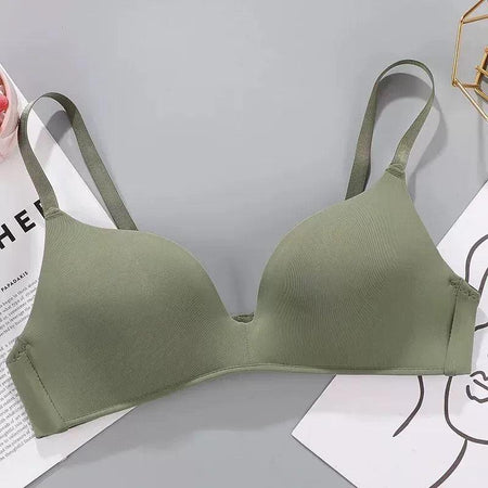 Celine Seamless Bralettes - front shot on hanger, green - Miss Mosa By Akanksha