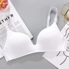 Celine Seamless Bralettes - front shot on hanger, white - Miss Mosa By Akanksha