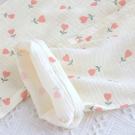 Cereza Premium Cotton Nightsuit In White - close-up of fabric print detail - Miss Mosa By Akanksha
