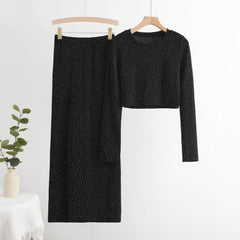 Cerise Luxe Party 2 Piece Set - flat-lay shot on hangers, black - Miss Mosa By Akanksha