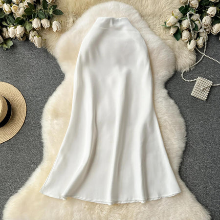 White - Cest Elegant Satin Skirt
