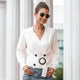 Cest La Vie Belted Sweaters - lifestyle shot on model, white - Miss Mosa By Akanksha