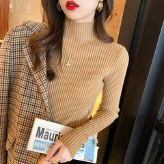 Champel Statement Turtleneck Sweater - front shot on model, camel - Miss Mosa By Akanksha