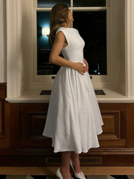 Charlie Backless Maxi Dress - side shot, white - Miss Mosa By Akanksha