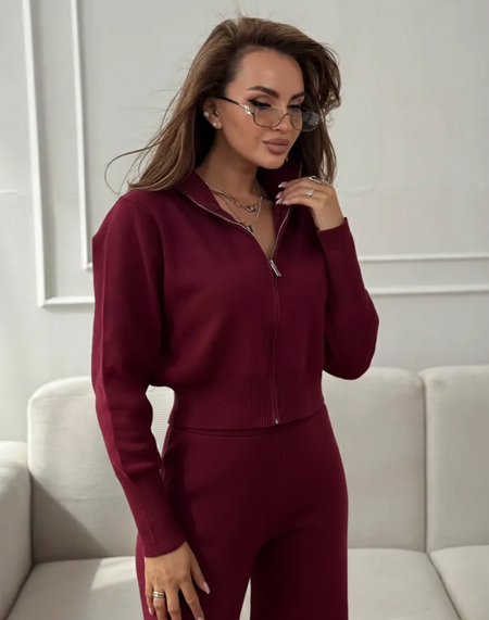 Charlin Premium Winter Coord Set - front shot, burgundy - Miss Mosa By Akanksha