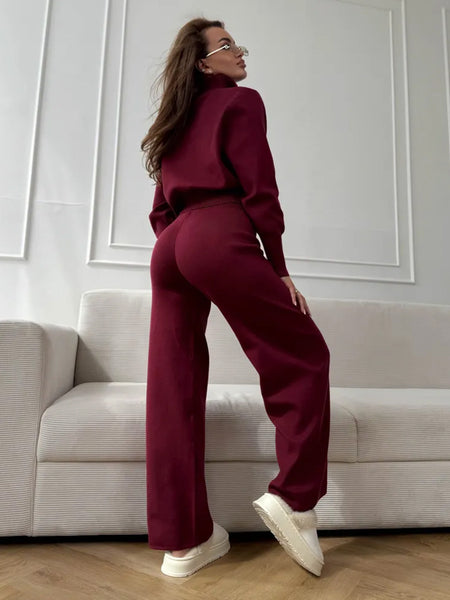 Charlin Premium Winter Coord Set - full-length back shot, burgundy - Miss Mosa By Akanksha