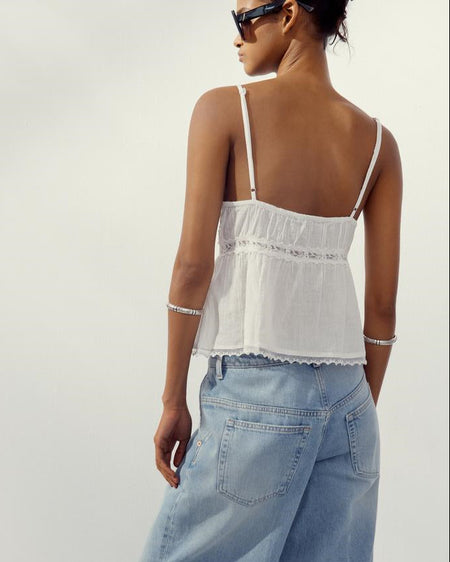 Charlotte Lace Summer Top - back shot, white - Miss Mosa By Akanksha