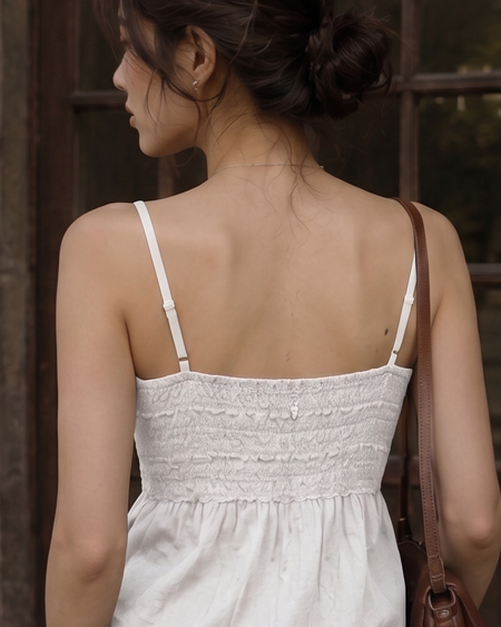 Charlotte Lace Summer Top - back shot, cream - Miss Mosa By Akanksha