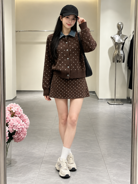 Imperia Soft Polka Woolen Coord Skirt Set