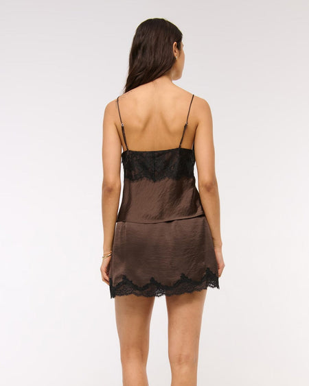 Chika Lace Summer Top - back shot on model, brown with black lace - Miss Mosa By Akanksha