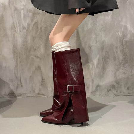 Chloe Mid Calf Pointed Boots - styled group shot, black and burgundy - Miss Mosa By Akanksha