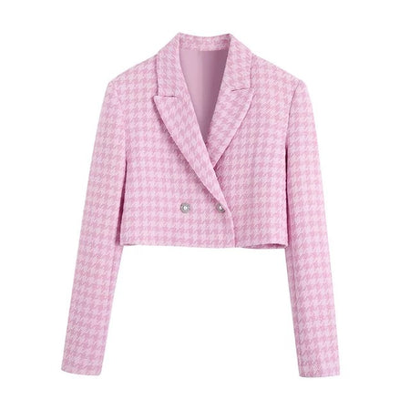 Chloey Luxe Tweed 2 Pc Set - Set of Jacket and Skirt - flat-lay shot of jacket, pink - Miss Mosa By Akanksha