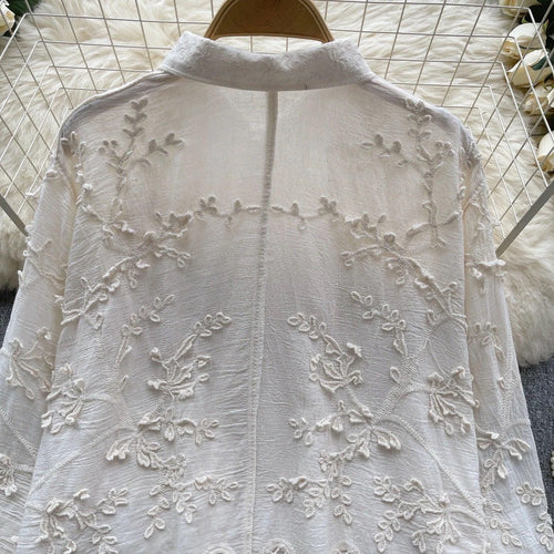 Cia Embroidered Cotton Shirt In Beige