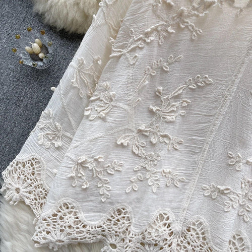 Cia Embroidered Cotton Shirt In Beige