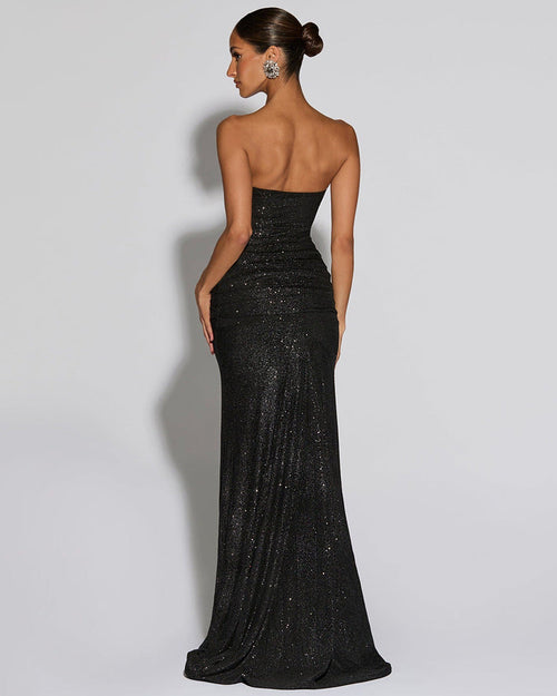 Ciana Shimmer Maxi Dress With Scarf