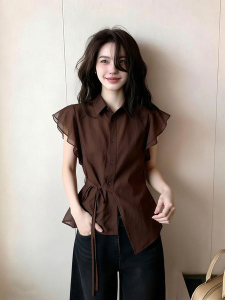 Ciana Summer Top - front shot, brown - Miss Mosa By Akanksha