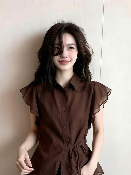 Ciana Summer Top - front shot, brown - Miss Mosa By Akanksha