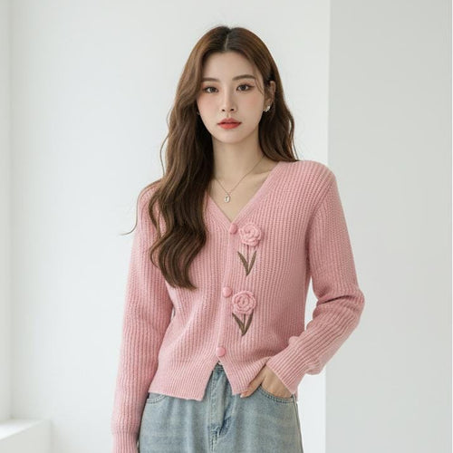 Cielia Flower Woolen Cardigan