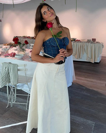 Cinzia Rose Denim Top - styled shot, blue denim - Miss Mosa By Akanksha
