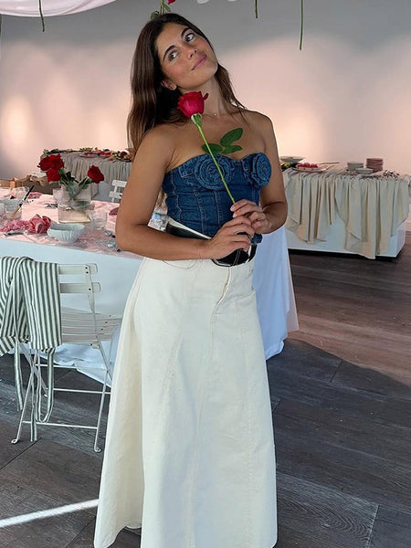 Cinzia Rose Denim Top - styled shot, blue denim - Miss Mosa By Akanksha