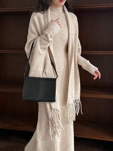 Clelia Luxe Dress With Cape - close-up shot, oatmeal beige - Miss Mosa By Akanksha