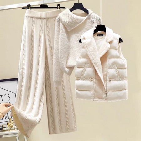 Cleo Luxe Coord Set With Jacket - flat-lay set shot, cream - Miss Mosa By Akanksha