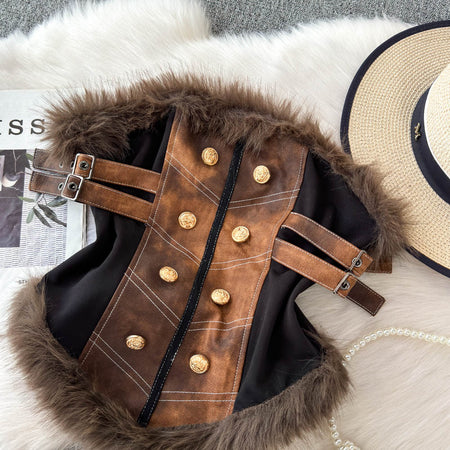 Clio Fur Tube Top In Black - flat-lay product shot - Miss Mosa By Akanksha