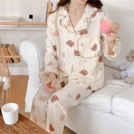 Coco Floral Cotton Nightsuits - lifestyle shot on model, white - Miss Mosa By Akanksha