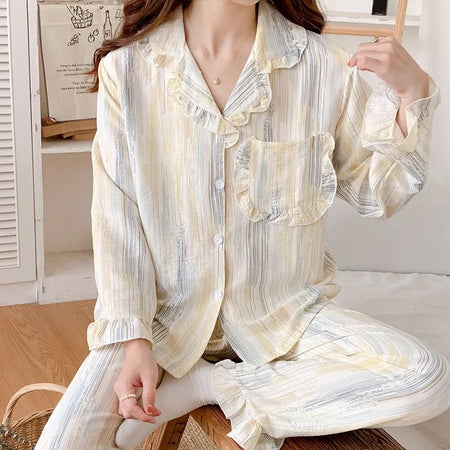 Coco Floral Cotton Nightsuits - lifestyle shot on model, white - Miss Mosa By Akanksha