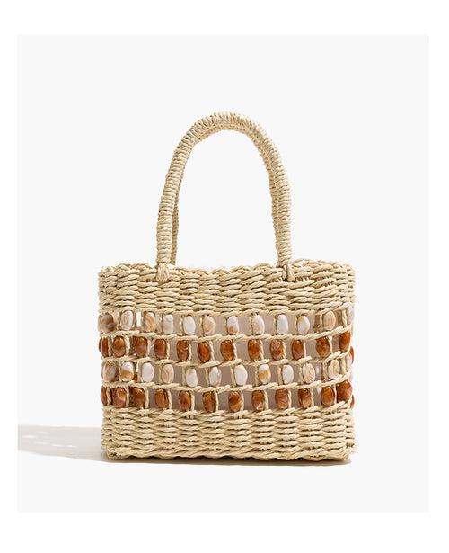 Coco Straw Beads Hand Bag With Pouch