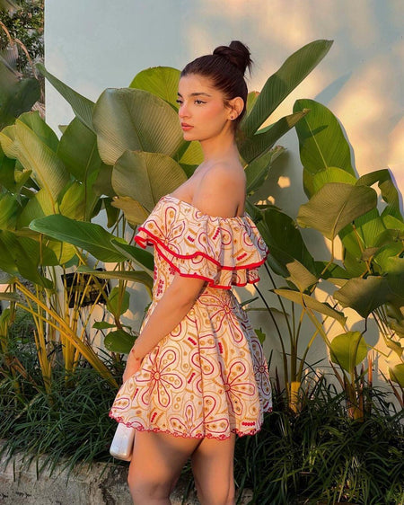 Como Luxe Summer Dress in Pink - back shot on model, multicolour - Miss Mosa By Akanksha