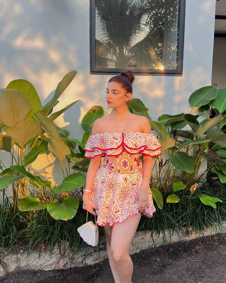 Como Luxe Summer Dress in Pink - side shot on model, multicolour - Miss Mosa By Akanksha