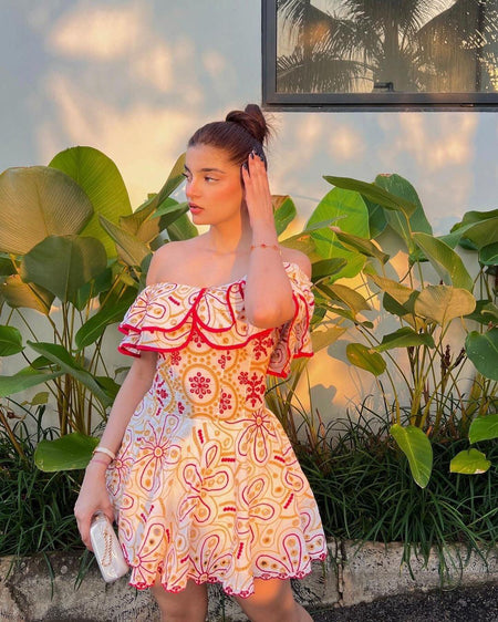Como Luxe Summer Dress in Pink - side shot on model, multicolour - Miss Mosa By Akanksha