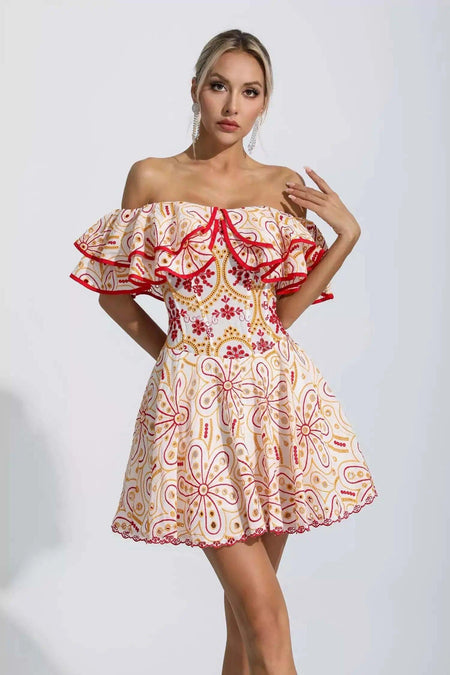 Como Luxe Summer Dress in Pink - front shot on model, multicolour - Miss Mosa By Akanksha