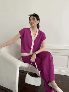 Congo Knitted Co-ord Set - front shot on model, purple - Miss Mosa By Akanksha