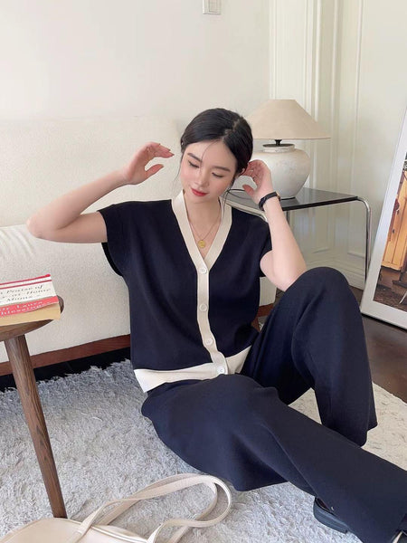 Congo Knitted Co-ord Set - front shot on model, navy - Miss Mosa By Akanksha