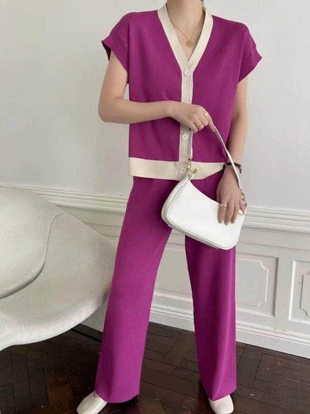 Congo Knitted Co-ord Set - front shot on model, purple - Miss Mosa By Akanksha