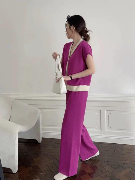 Congo Knitted Co-ord Set - side shot on model, purple - Miss Mosa By Akanksha