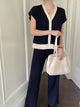 Congo Knitted Co-ord Set - front shot on model, navy - Miss Mosa By Akanksha