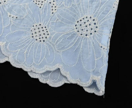 Coral Eyelet Summer Top In Blue - close-up of scalloped hem - Miss Mosa By Akanksha