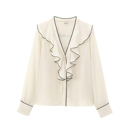 Corin Ruffled Summer Top In Off-White - front flat-lay product shot - Miss Mosa By Akanksha