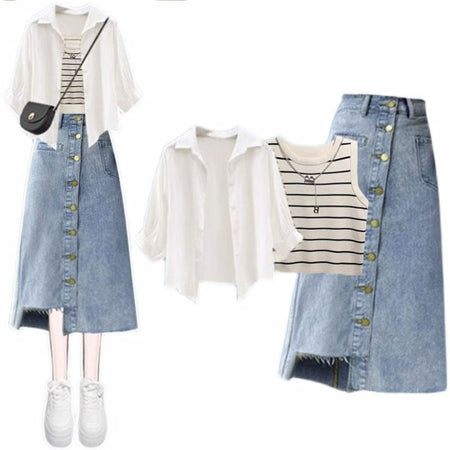 Costa summer Coord Set of 3 In White - styled outfit layout shot of the three-piece set - Miss Mosa By Akanksha