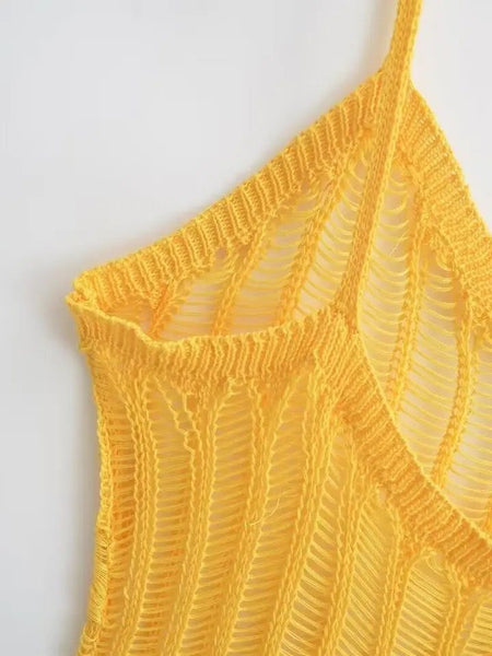 Cove soft knit dress In Mustard - close-up of knit neckline - Miss Mosa By Akanksha