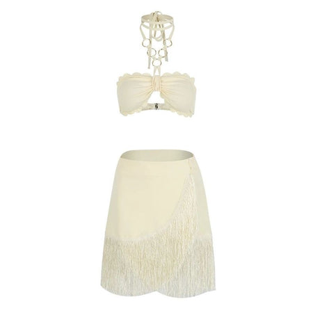 Coya 2 Piece Coord Set - Resortwear Set - styled flat-lay shot, cream - Miss Mosa By Akanksha