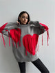Coya Premium Heart Tassel Dress - front shot on model, grey and red - Miss Mosa By Akanksha