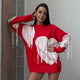 Coya Premium Heart Tassel Dress - front shot on model, red and white - Miss Mosa By Akanksha