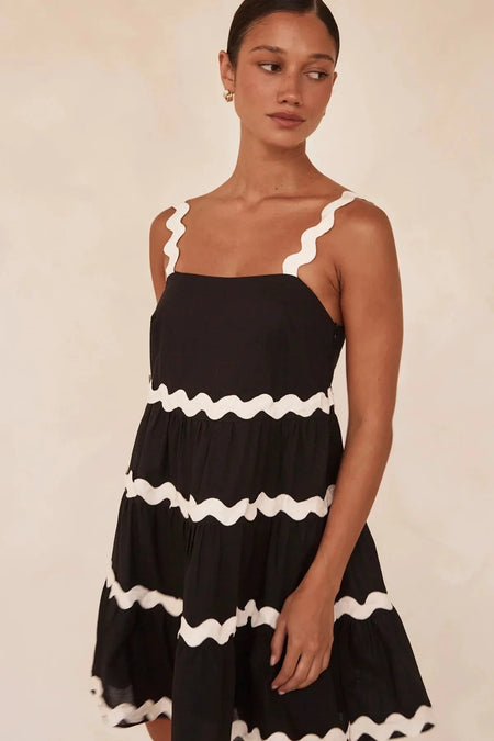 Coya Statement Holiday Dress In Black - close-up of fabric texture, black - Miss Mosa By Akanksha